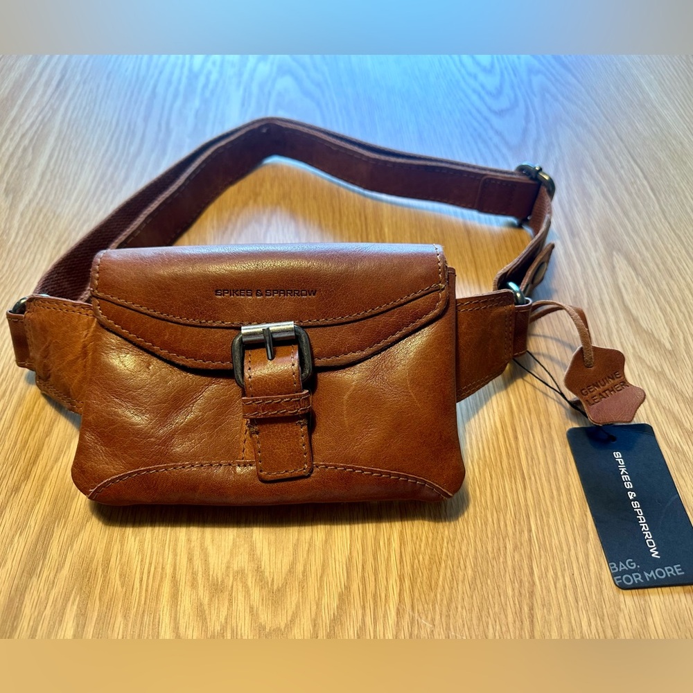 👜 SPIKES & SPARROW LEATHER HIP BAG - MISSOURI - BRANDY COGNAC